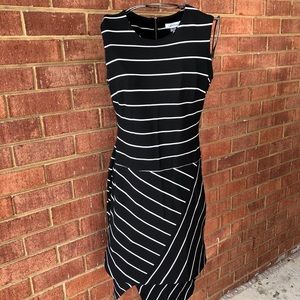 Calvin Klein Black White Striped Sleeveless Dress
